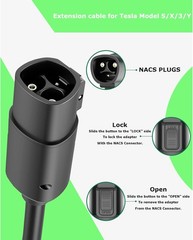NACS EV Charging Extension Cable for Tesla, 16.4ft 240V 50A 12KW Level 1/2, Comp