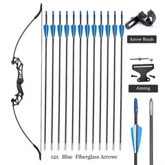 54″ Takedown Recurve Bow Set&Bow Sight&Arrow Rest Hunting+12pcs Arrows Archery