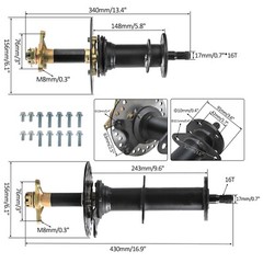 48V 1000W Differential Motor 30″Rear Axle Kit 13×5.00-6 Tire for Trike Golf Cart