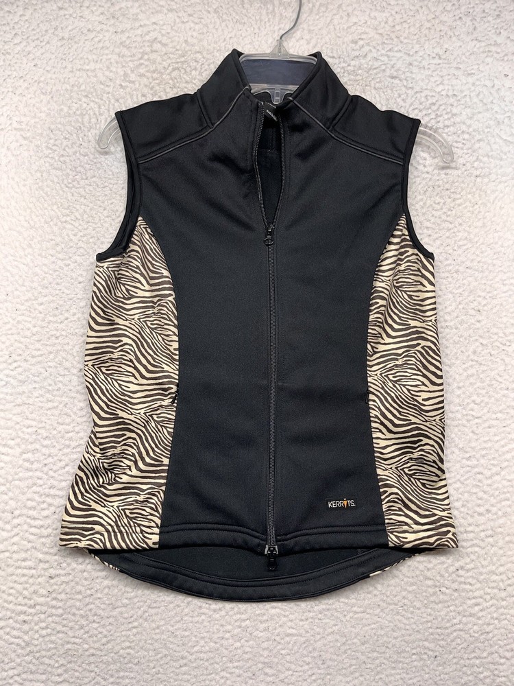 Kerrits Vest Womens Small Black Animal Print Full Zip Equestrian Horse Riding