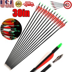 12Pack 30-inch Carbon Arrows SP500 Archery Hunting For Compound&Recurve Bow