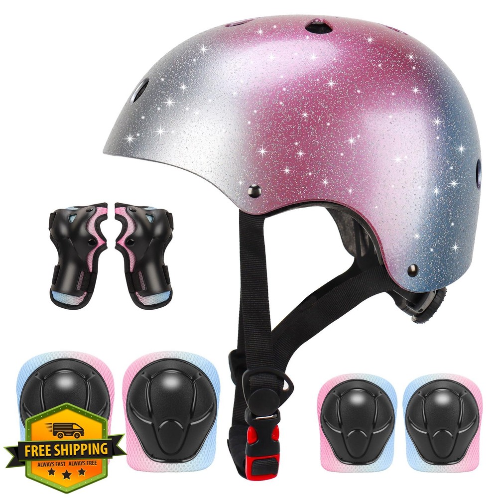 Kids Bike Helmet Set Skateboard Knee Pads – Kids Helmet Elbow Pads Wrist Guar…