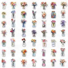 30Pcs Random Botanical Flower Floral Bouquet In Bottle Plant Waterproof Stickers
