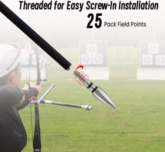 25 Pcs Archery Field Points 100/125 Grain Stainless Steel Arrow Tips with Case