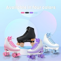 Adjustable Roller Skates for Women & Men – Comfortable Quad Skates with Half-…