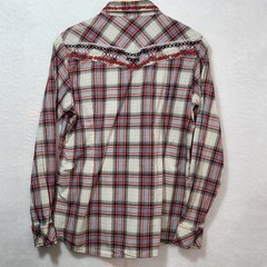 Ariat Womens Plaid Western Snap Shirt Embroidered Yoke Red Blue Cotton Large