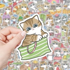 10Pcs Random Cute Meme Cartoon Cats Kitty Kawaii Cat Waterproof Decals Stickers