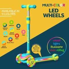 3-Wheel Kids Scooter with Multi-Color Lights on Deck & Wheels – 5-Height A