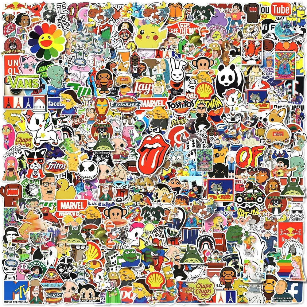 300pcs Cool Waterproof Vinyl Stickers for Adults, Brand Stickers for Water Bottl