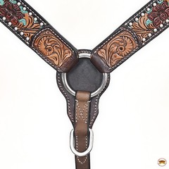 Western Headstall and Breast Collar Set HILASON Tooled Leather Horse Bridle Tack