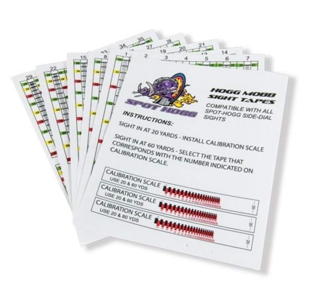 Weatherproof Aiming Scope Sight Tapes For Hogg Mob Fast Eddie 20 To 100 Yards
