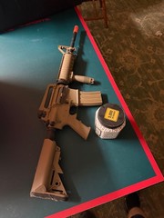 Lancer Tactical LT-04T M4A1 AEG Full Semi Auto RIS Tan Metal Gear Airsoft Rifle