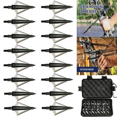 16PCS Hunting 100 Grain Broadheads 3 Blade for Compound Bow Crossbow Arrow Tips