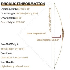 60″ 62″ 64″ Takedown Longbow Set 20-50lbs Traditional Bow Archery Hunting Target