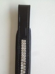 V Shaped White Crystal Brow band Black or Brown Leather 2 Row