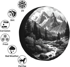 Spare Tire Cover Abstract Moon Mountain Tree Landscape Wheel Covers Weatherproof