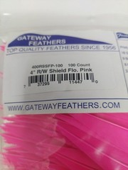 100 Pack Gateway Feathers 4″ Right Wing: Shield Fluorescent Flo Pink 400RSSFP