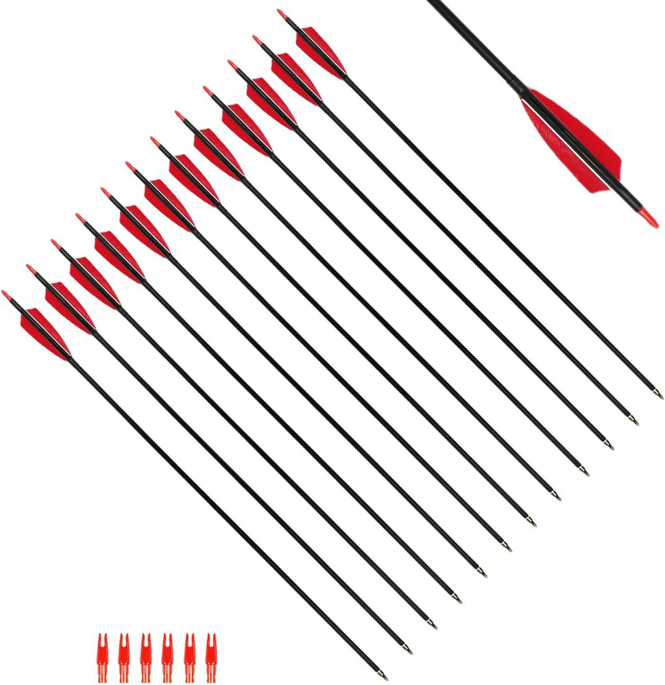 30″ Carbon Arrows Hunting Arrows with 4″ Shield Shaped Turkey Feathers Spine 400