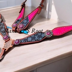 Western Horse Tack Set | Pink Gator With Black Tack Set