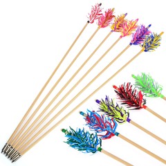 6x Archery Flu-Flu Wooden Arrows Turkey Feathers Traditional Bow Hunting Target