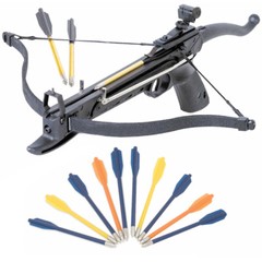 KingsArchery Crossbow Pistol Self Cocking 80 LBS Archery 12 Plastic Arrow Used
