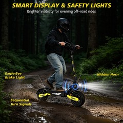 1200W Electric Scooter for Adults 30MPH 25Miles 11» Offroad Tires E-Scooter UL