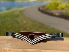 Elegant 5-Row Black And Sliver Crystal V-Shape Browband