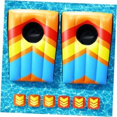 2 Sets Inflatable Pool Games Toys, Pool Cornhole Game Floating Orange&Blue