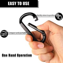 4 PCS Carabiner Clip, 860 Lbs-3″ Iron Heavy Duty Carabiner, Multi black