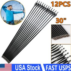 12PCS 30inch Fiberglass Arrows Spine 500 For Compound & Recurve Bows Hunting