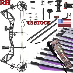 Archery Compound Bow RH 30-70lbs IBO 310 fps &Carbon Arrows Set Hunting Shooting