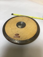 Track & Field Antique Throwing Discus, Wood With Metal Rim, Vintage 1.6KG 8”