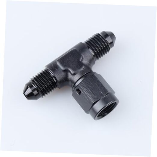 -3 AN Male Flare Tee Fitting Adapter with AN3 Female Swivel On Side 3AN Black