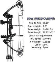 Lightweight Aluminum Compound Bow 0 to 70 Lbs for Target Practice and Hunting