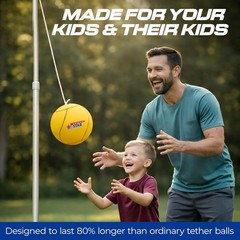Tetherball Game Set – Soft-Touch Tether Ball with 2 Reinforced Attached Ropes…