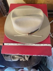 4X Stetson Cowboy Beige-Tan Feather Hatband Size 6 3/4
