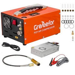 PCP Air Compressor, 4500 PSI / 30 MPa, Dual Power Car 12V DC or Home Orange