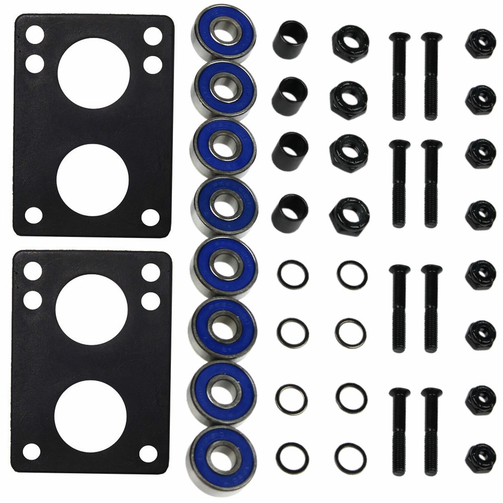 Longboard Hardware Refresh Kit – Bearings, Risers, 1.25″ Hardware, Nuts