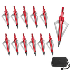 12PCS Archery 100 Grain Hunting Broadheads Stainless Steel Arrowheads with Case
