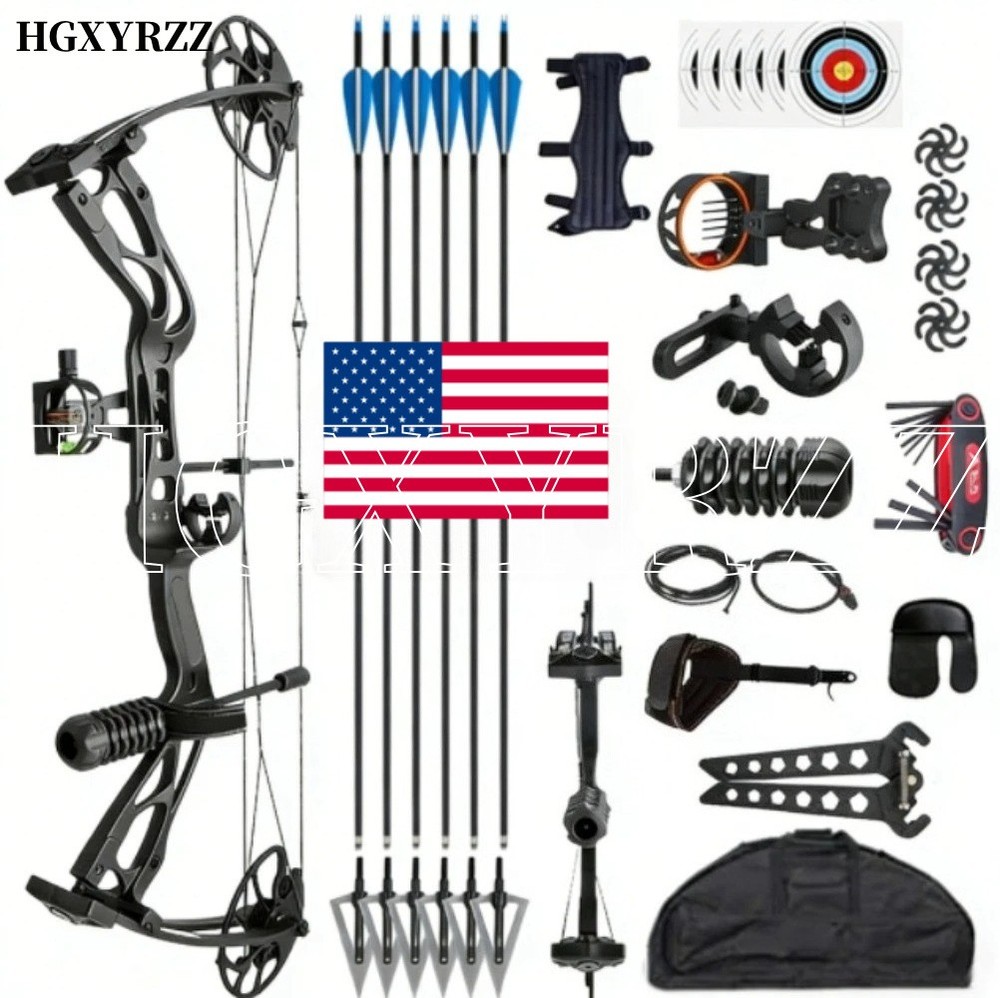 Archery 0-70lbs Compound Bow Set 320FPS Sight Release arrows Arm Guard Hunting