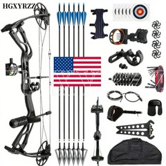 Archery 0-70lbs Compound Bow Set 320FPS Sight Release arrows Arm Guard Hunting