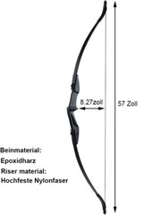 57″ Takedown Recurve Bow Longbow Archery Hunting RH/LH OR 12X Fiberglass Arrows