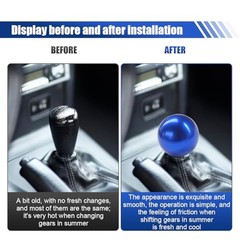 Car Round Ball Gear Shift Knob, Aluminum Alloy Gear Shift Stick Head for Blue