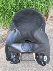 15″ CHISHOLM TRAIL Black Light Weight Leather & Cordura Western Saddle ~ CLEAN!!