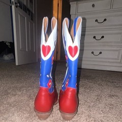 Dan Post Red White Blue Heart & Floral Design Western Cowboy Boots