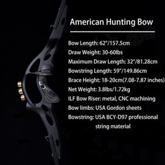 19″ ILF Recurve Bow Riser Handle Takedown Archery American Hunting Brass Weight