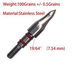 100Grains Archery Field Points,19/64″ Field Points Stainless Steel Screw i