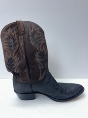 Vintage Dan Post Boar Leather Western Cowboy Boots Brown/Black US Men 13
