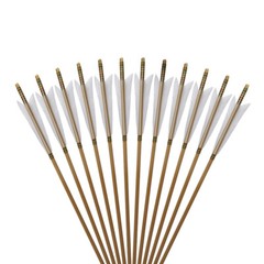 12Pcs 33″ Handmade Wooden Arrows Tradition Europe Style Turkey Feather Longbow