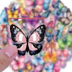 30Pcs Random Colorful Transparent PET Butterfly Nature Decal Waterproof Stickers